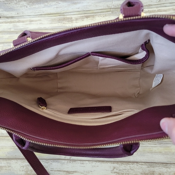 Danielle Nicole Regina Leather Crossbody Tote Handles Removable Strap Purple - Picture 8 of 12